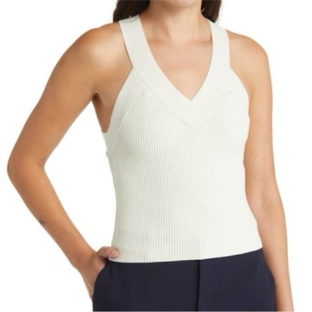 Favorite Daughter ivory ribbed cross cross sleeveless Top XL